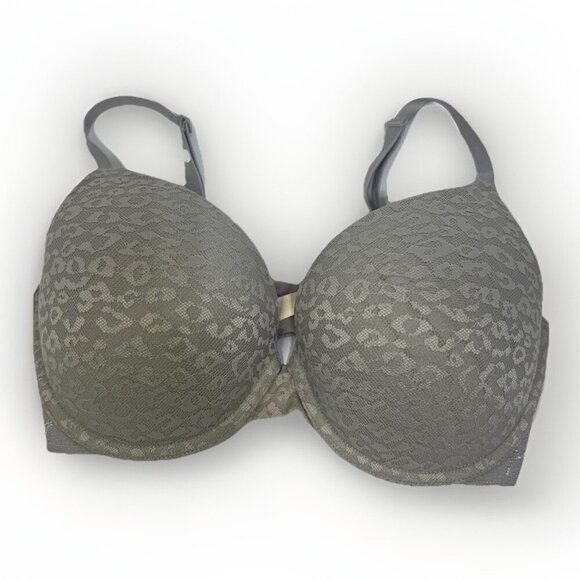 PINK Victoria's Secret Other - PINK VICTORIA’S SECRET Grey Lace Leopard Print Wear Everywhere Push-Up Bra 34DD